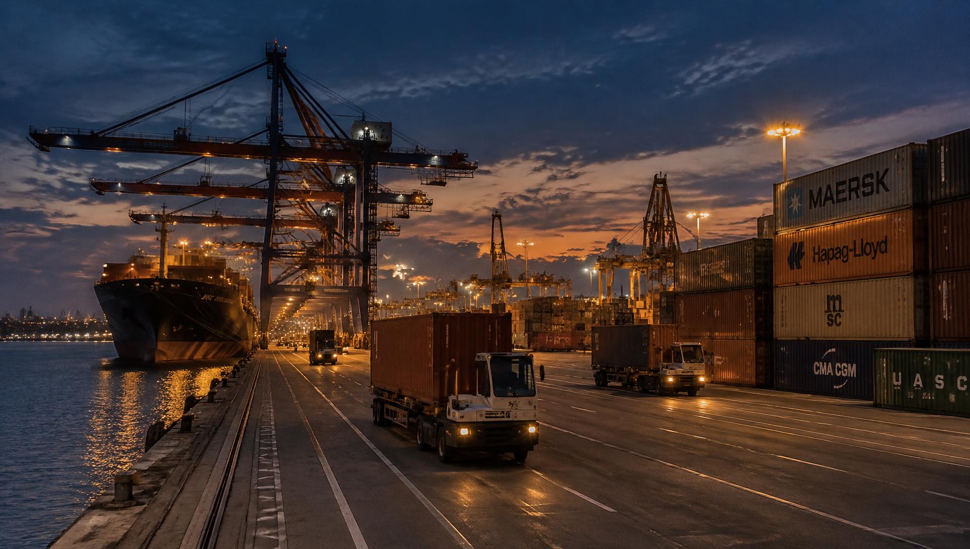 Vista de una terminal portuaria